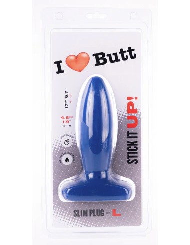 Plug Slim L I Love Butt 14 x 4.8 cm Bleu
