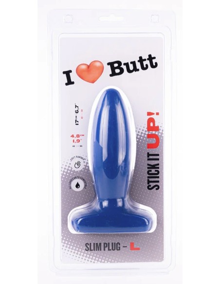 Plug Slim L I Love Butt 14 x 4.8 cm Bleu Plug Slim L I Love Butt 14 x 4.8 cm Bleu