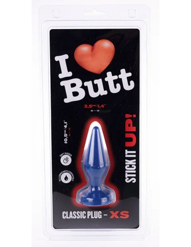 Plug Classic XS I Love Butt 9 x 3 cm Bleu