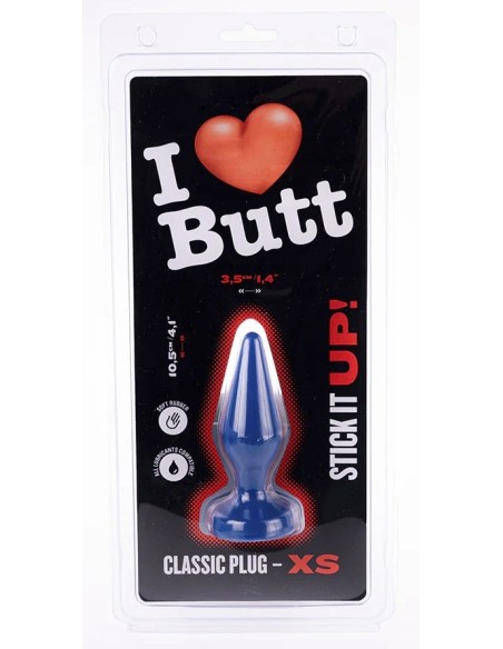 Plug Classic XS I Love Butt 9 x 3 cm Bleu