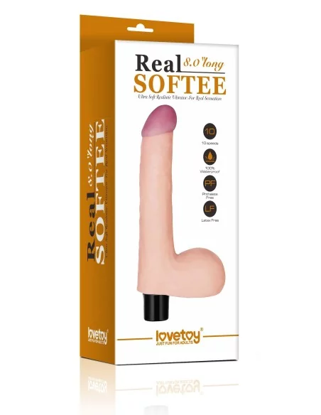 Gode vibrant avec bourses Real Soft 14 x 4cm