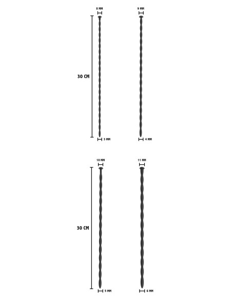 Lot de 4 Tiges d'urètre Starter Set 30 cm - Diamètre 3 à 6mm - Tiges Urètre - 3