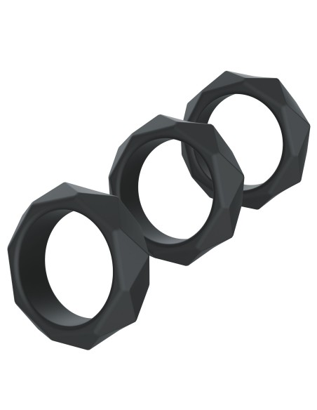 Lot de 3 Cockrings Silicone Heavy C-Ring Noirs Lot de 3 Cockrings Silicone Heavy C-Ring Noirs
