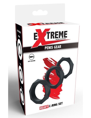 Lot de 3 Cockrings Silicone Heavy C-Ring Noirs