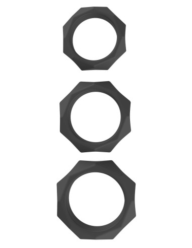 Lot de 3 Cockrings Silicone Heavy C-Ring Noirs