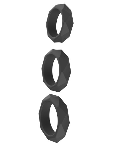 Lot de 3 Cockrings Silicone Heavy C-Ring Noirs