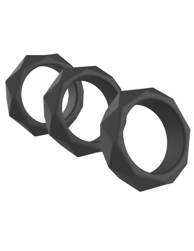 Lot de 3 Cockrings Silicone Heavy C-Ring Noirs