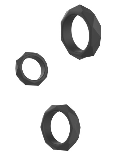 Lot de 3 Cockrings Silicone Heavy C-Ring Noirs