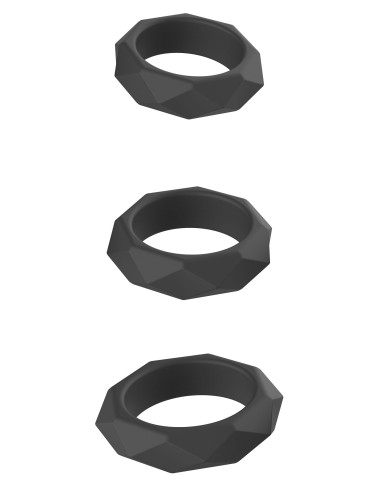 Lot de 3 Cockrings Silicone Heavy C-Ring Noirs