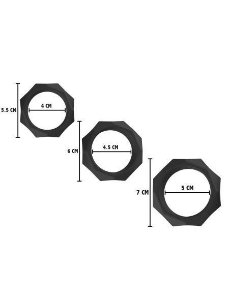 Lot de 3 Cockrings Silicone Heavy C-Ring Noirs Lot de 3 Cockrings Silicone Heavy C-Ring Noirs