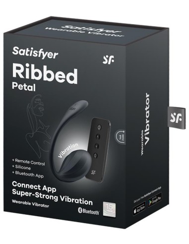 Vibromasseur Connecté Point G Ribbed Petal 8.5 x 3.8cm Noir