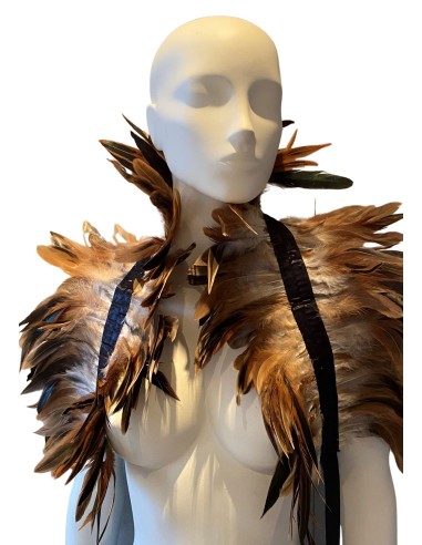 Couvre-Épaules Plumes Beige-Marron