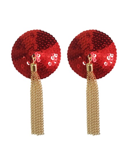 Cache-Tétons Sequin avec Chaîne Nipple Couture Rouge Cache-Tétons Sequin avec Chaîne Nipple Couture Rouge