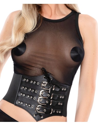 Corset À Lacets et Sangles Cinchery Noir - Guêpières et Corsets - 4