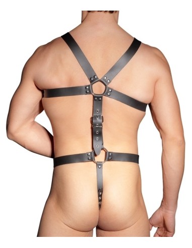 Harnais Complet en Cuir avec Anneau Pénien Leathercock S/L