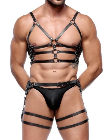 Harnais En Cuir Torse et Cuisses Leatherset M/L
