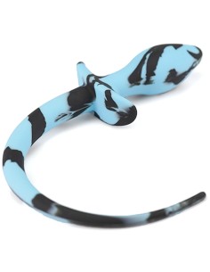 Plug Queue de chien Silicone 7.5 x 3.1cm Noir-Bleu Ciel
