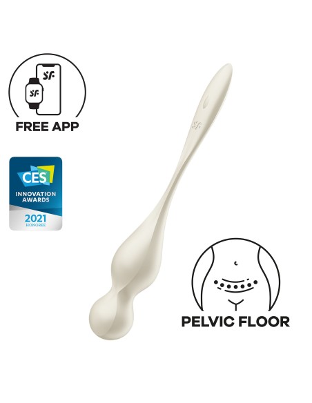 Boules de Geisha Vibrantes Connectées Love Birds 1 9 x 3cm Blanc