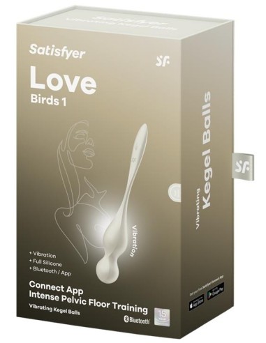 Boules de Geisha Vibrantes Connectées Love Birds 1 9 x 3cm Blanc