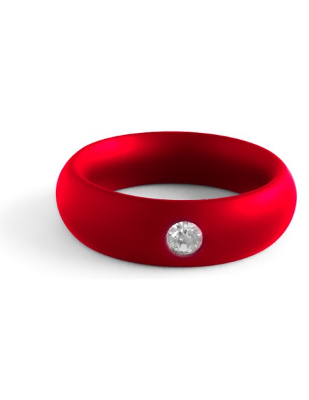 Cockring en métal Donut Strass Rouge