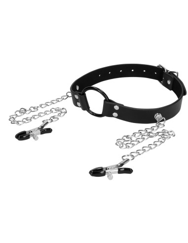 Bâillon et Pinces-tétons O-Ring 5cm