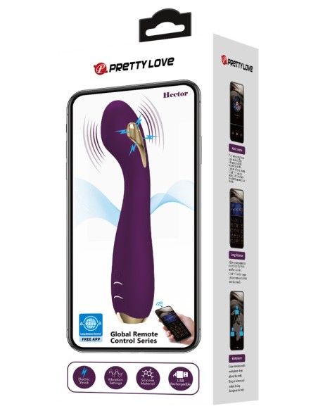 Vibro Point G Électro Connecté Hector 16 x 3.8cm Prune