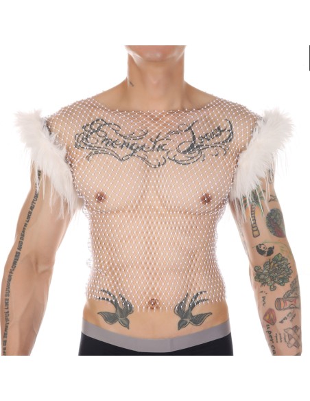 Débardeur Résille Perles et Plumes Nightfizz Blanc