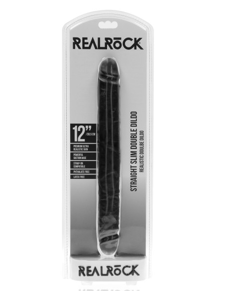 Double Gode Straight Slim 30.5 x 3.5cm Noir