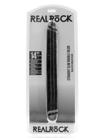 Double Gode Straight Slim 35.5 x 3.8cm Noir Double Gode Straight Slim 35.5 x 3.8cm Noir