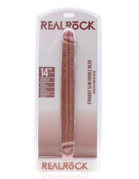 Double Gode Straight Slim 35.5 x 3.8cm Marron Double Gode Straight Slim 35.5 x 3.8cm Marron