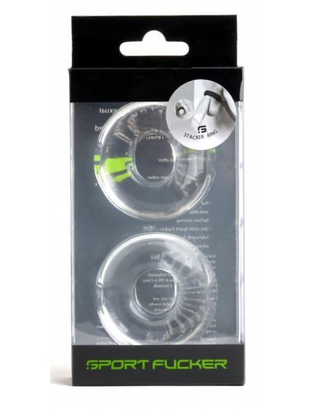 Lot de 2 Cockrings souples Stacker 20 mm Transparents