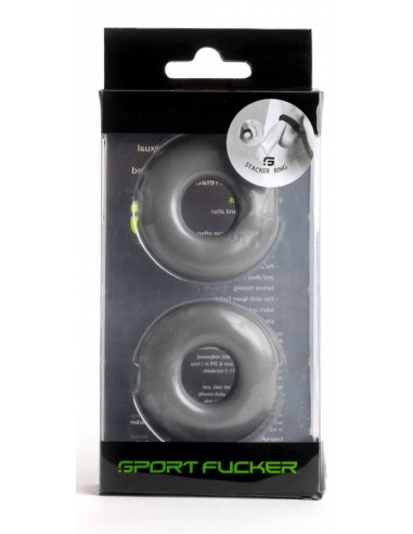 Lot de 2 Cockrings souples Stacker 20 mm Gris
