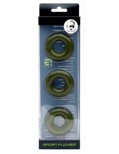 Lot de 3 Cockrings Chubby 20mm Kaki