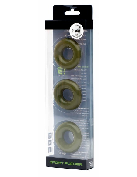 Lot de 3 Cockrings Chubby 20mm Kaki