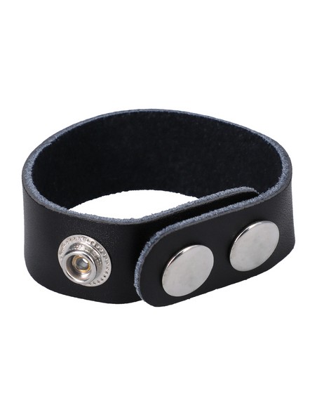 Cockring ajustable en cuir The Leather 3 Snap Noir