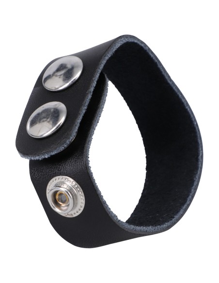 Cockring ajustable en cuir The Leather 3 Snap Noir