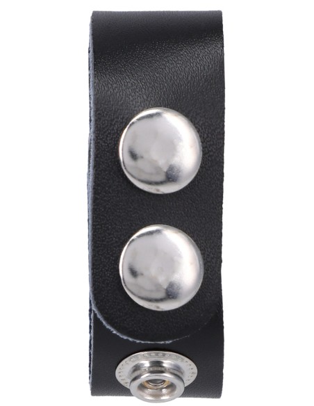Cockring ajustable en cuir The Leather 3 Snap Noir
