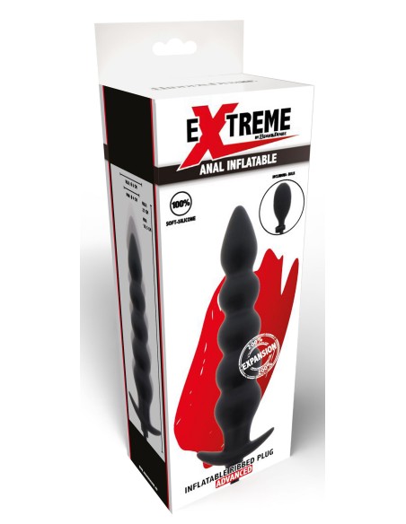 Plug gonflable Ribbed Advanced 18.5 x 4 cm Noir