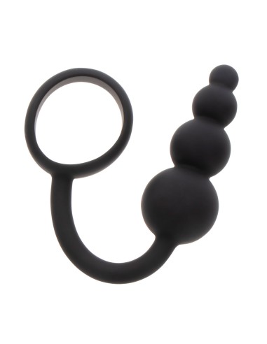 Cockring Plug anal Beads Ring 8.5 x 3.5 cm Noir