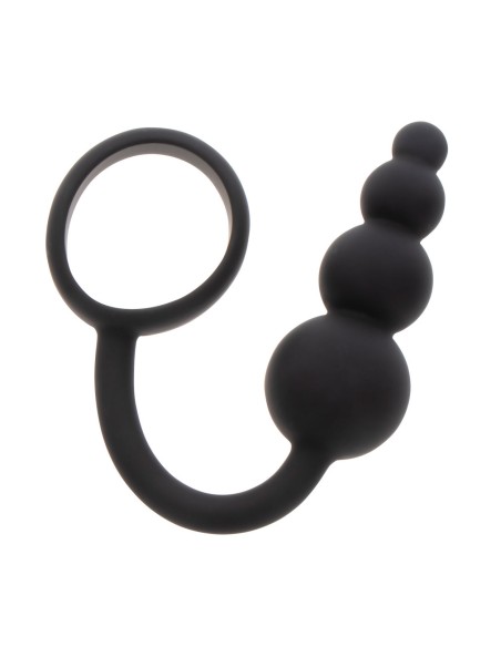 Cockring Plug anal Beads Ring 8.5 x 3.5 cm Noir
