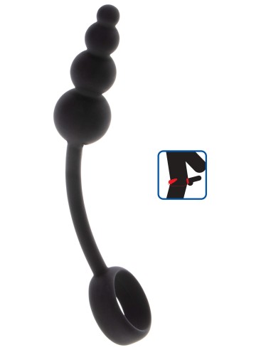 Cockring Plug anal Beads Ring 8.5 x 3.5 cm Noir