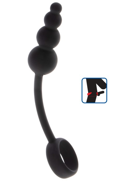 Cockring Plug anal Beads Ring 8.5 x 3.5 cm Noir