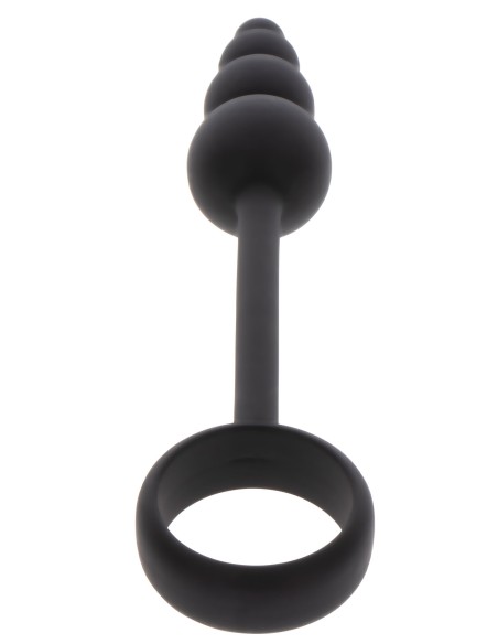 Cockring Plug anal Beads Ring 8.5 x 3.5 cm Noir