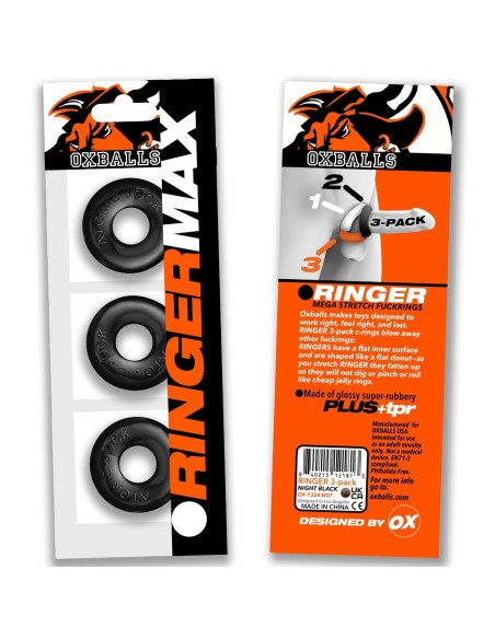 Lot de 3 Cokrings Ringer Max 20 mm Noirs Lot de 3 Cokrings Ringer Max 20 mm Noirs