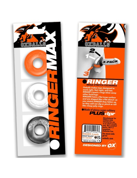 Lot de 3 Cockrings Ringer Max 20 mm Hazard