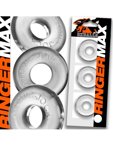 Lot de 3 Cockrings Ringer Max 20 mm Transparents