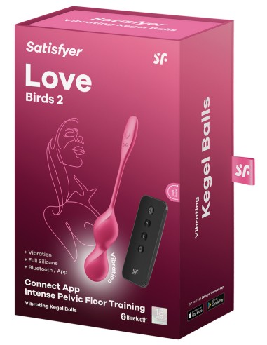 Boules de Geisha Vibrantes Connectées Love Birds 2 9 x 3.3cm Framboise