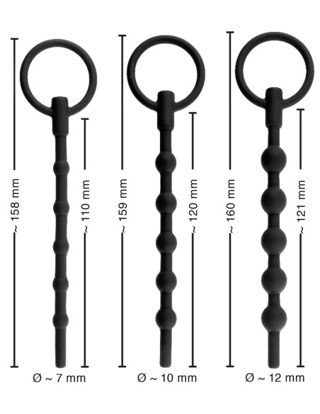 Kit de 3 Tiges d'urètre Training 12 cm - Diamètre 7 à 12mm