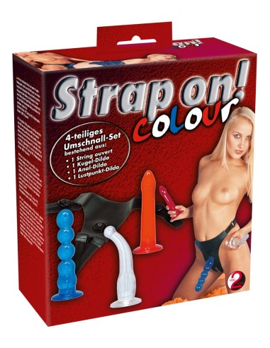 Harnais avec 3 Godes Strap-OnTricolor 17 x 4.5cm