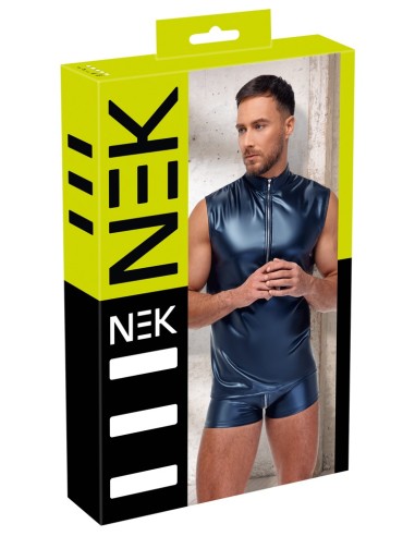 Débardeur avec zip Top Andio Bleu métallisé